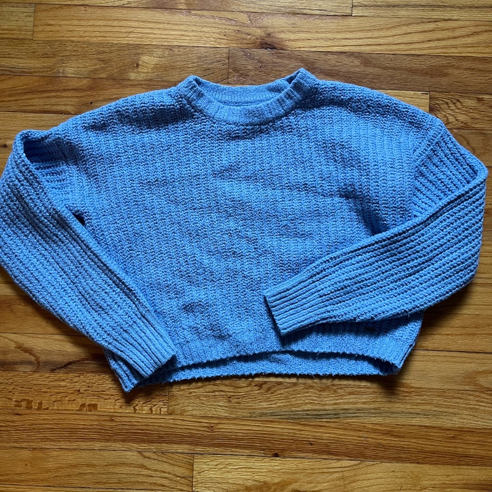 Hollister Blue Chunky Knit Crew Neck Sweater